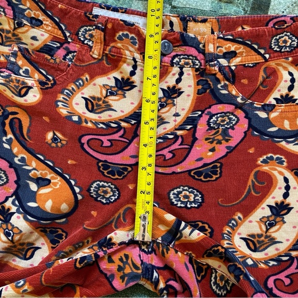 Pilcro And The Letterpress Anthropologie‎ Paisley Corduroy Pants Serif Size 30 - Picture 10 of 13